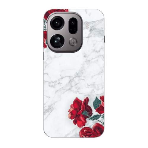 Oppo Find X9 Pro red roses marble Transparent Silicone TPU Θήκη